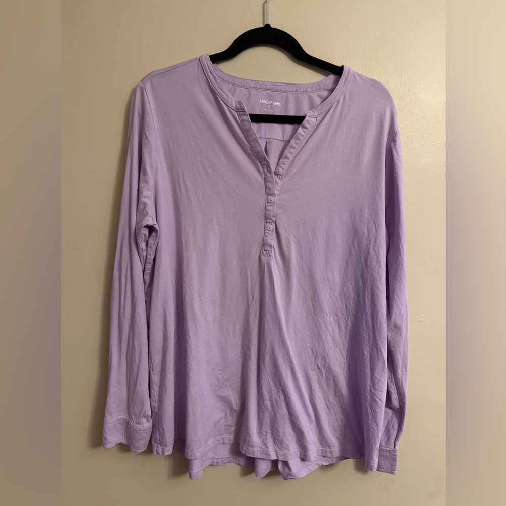Lands' End Purple Long Sleeve Shirt